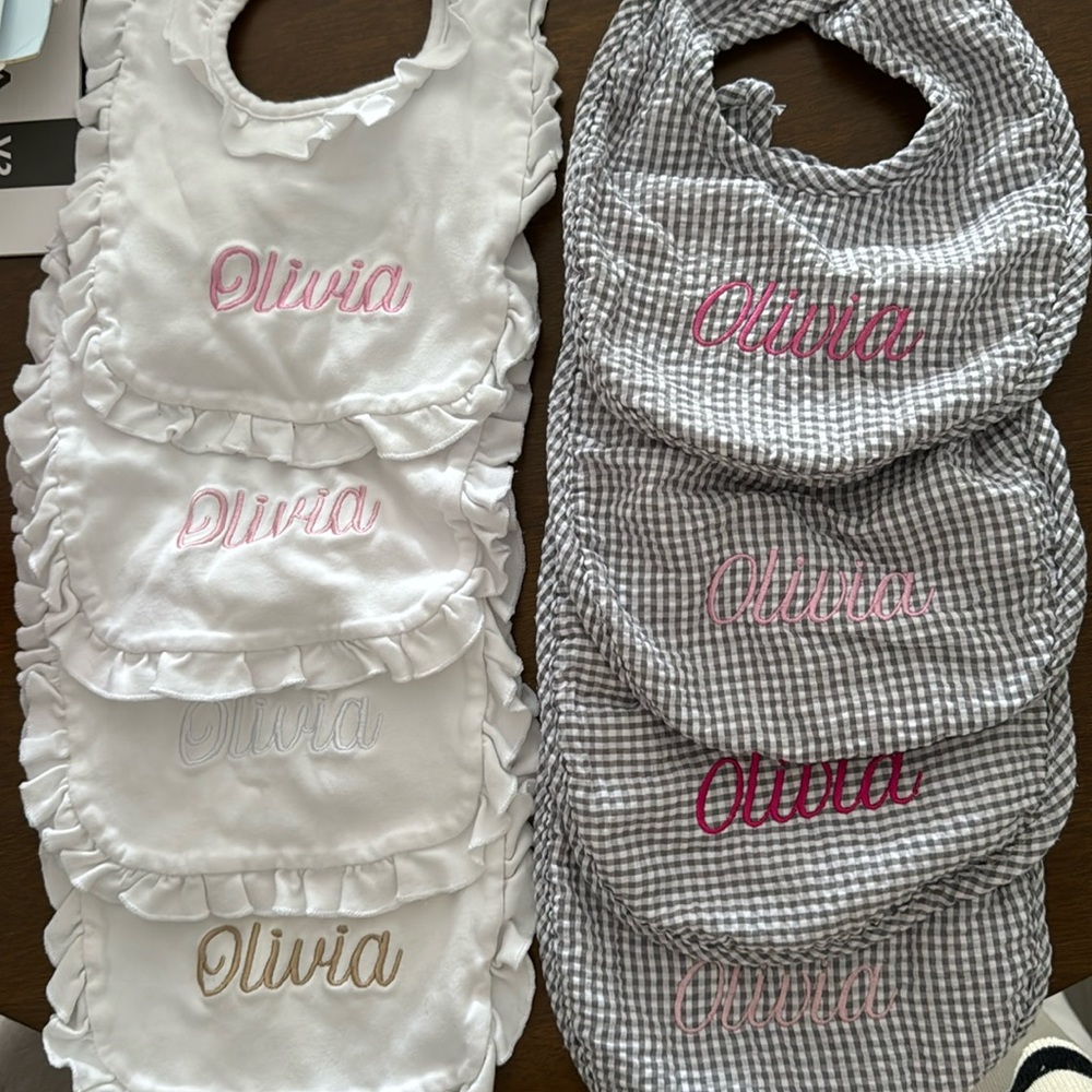 Monogrammed “Olivia” Bibs